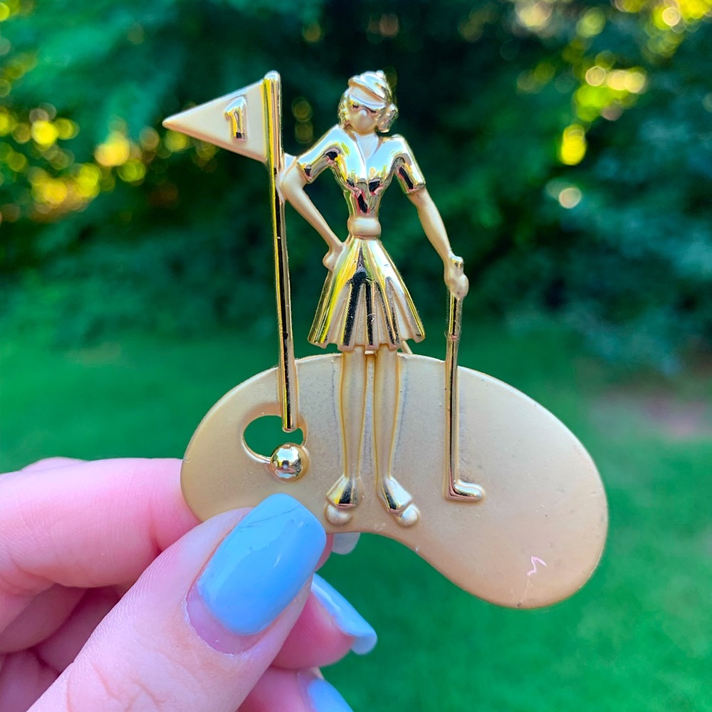 Vintage Woman Golfer Pin